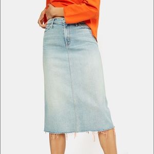 Mother The Swooner Straight A Fray Denim Skirt